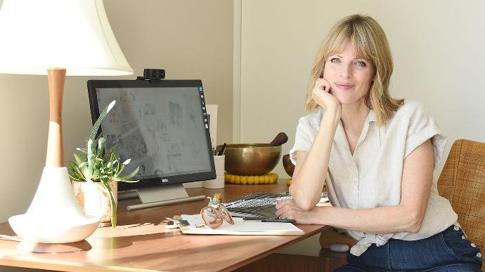 Amy at her desk